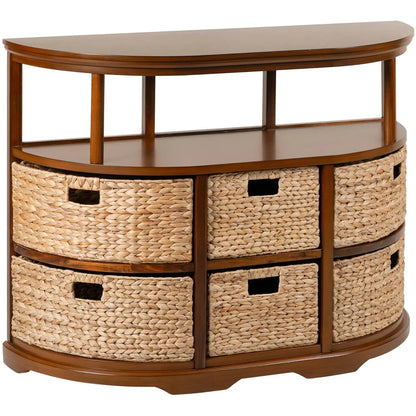 Half Moon Console Table With 6 Baskets