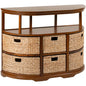 Half Moon Console Table With 6 Baskets