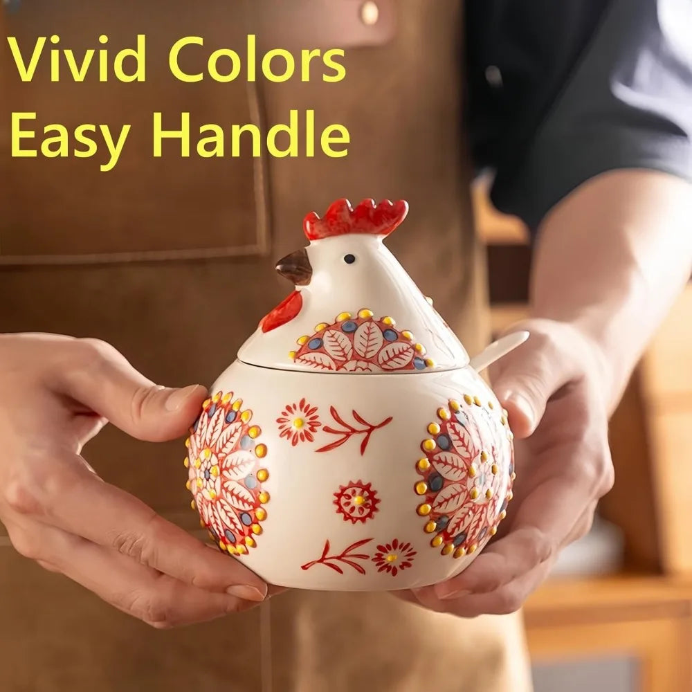 Ceramic Salt Cellar with Lid and Spoon