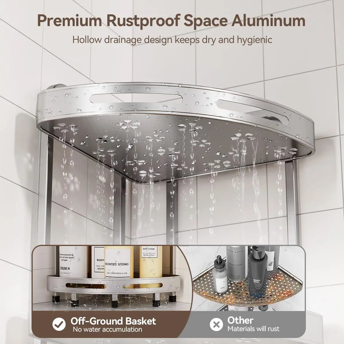 3-Tier Corner Shower Organizer with Soap Dish | Rust-Resistant Bathroom Shelf