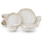 16-Piece Stoneware Dinnerware Set for 4 | Elegant Relief Design Plates & Bowls