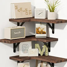 Uniquely Designed Rustic Wood Corner Shelves