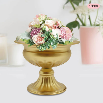 Mini Centerpieces, Set of 10 Gold Trumpet Vases