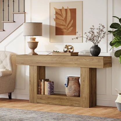 Farmhouse Style Wooden Console Table