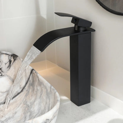 Marble Pattern Ceramic Bathroom Vessel Sink with Faucet