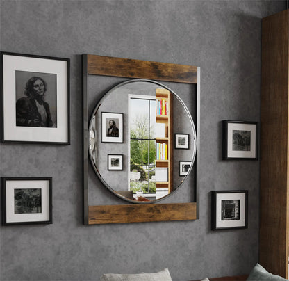Decorative Metal & Wood Framed Wall Mounted Mirror