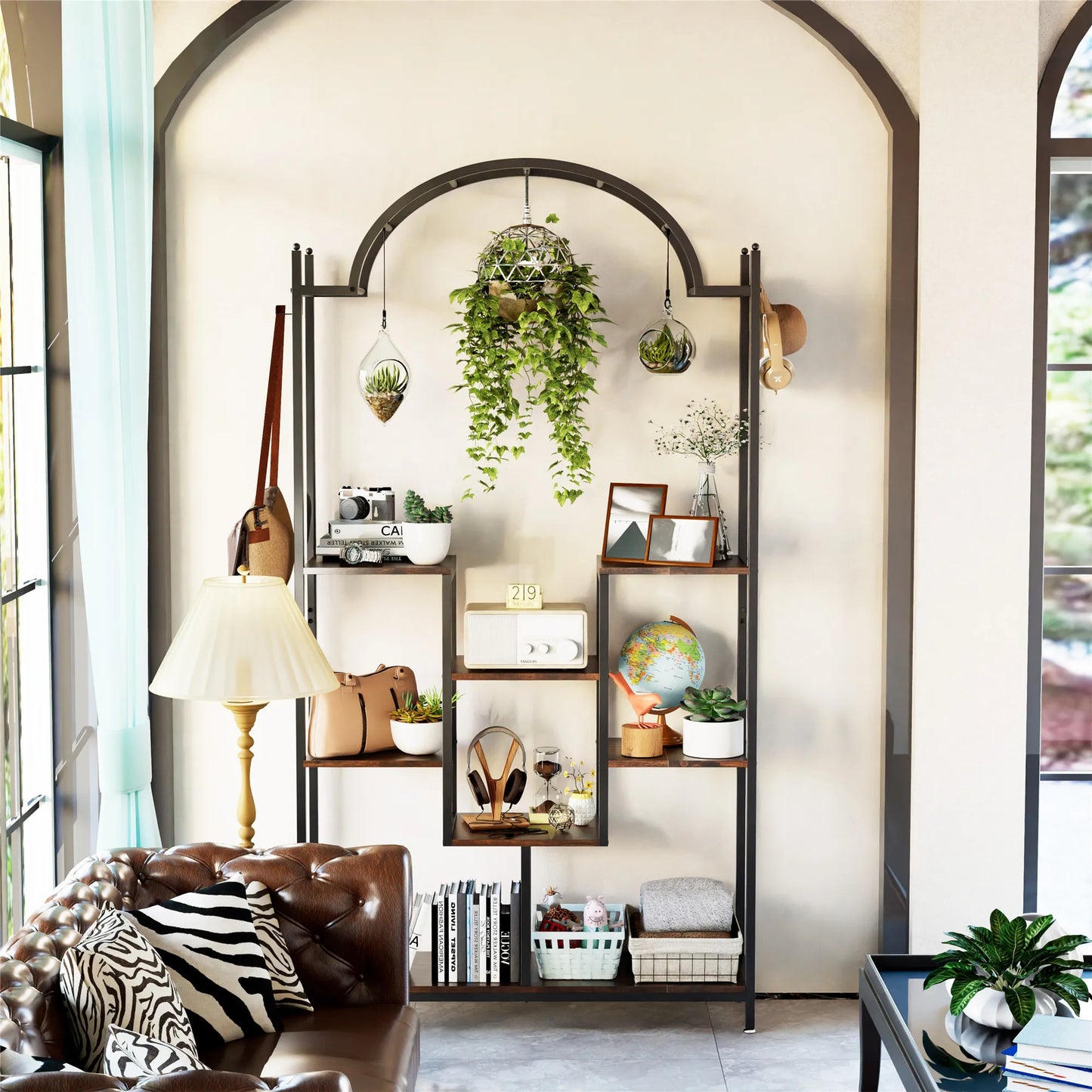 Creative 5-Tier Plant Stand with Hanging Hooks