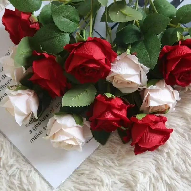 Velvet Artificial Rose Stems | Realistic Silk Flowers for Wedding & Home Décor