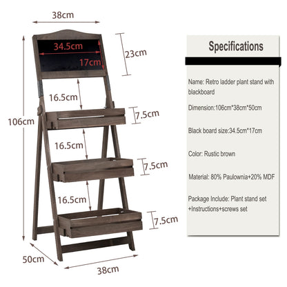 Folding Ladder 3-Tier Plant Stand