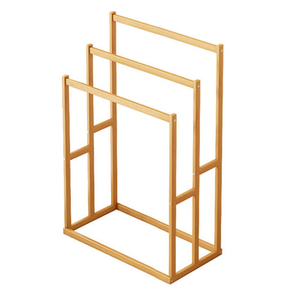 Wood Vertical Towel Rack | 3-Tier Freestanding Floor Towel Stand with Storage