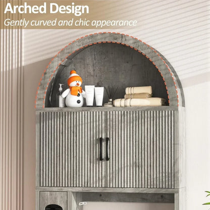 Freestanding Arched Bathroom Storage Cabinet