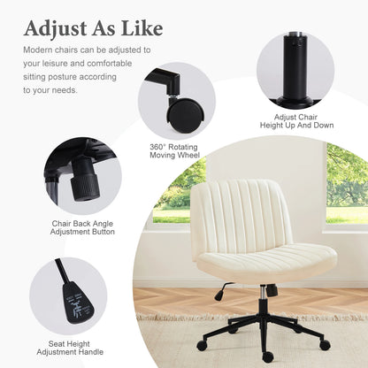 Armless Cross-Leg Office Chair with Wheels