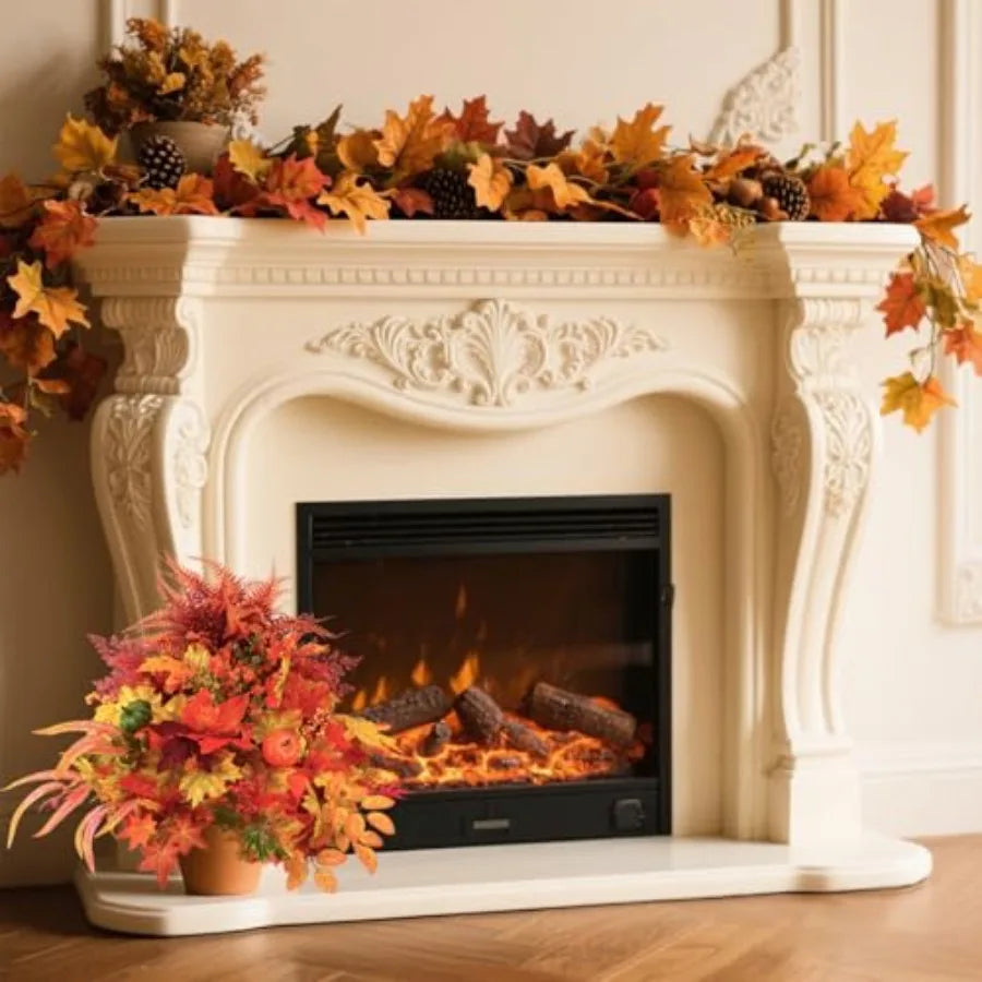 20" Artificial Fall Pumpkin & Maple Leaf Potted Plant | Autumn Outdoor Decor