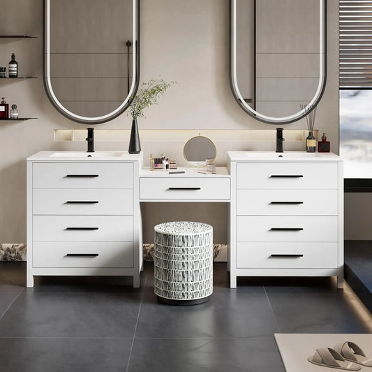 Modern Bathroom Vanity Sink with Dual Basins