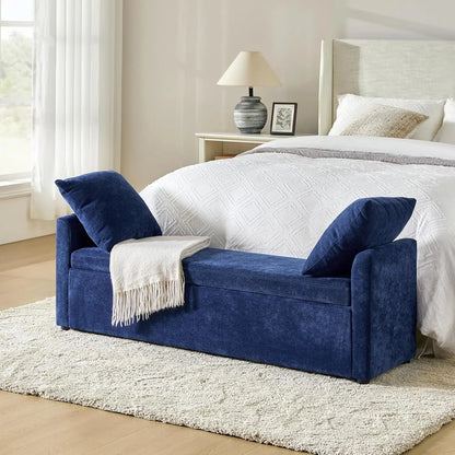 Modern Upholstered Ottoman with Throw Pillows