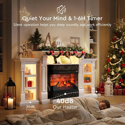 Gorgeous Electric Fireplace Mantel with Display Shelves