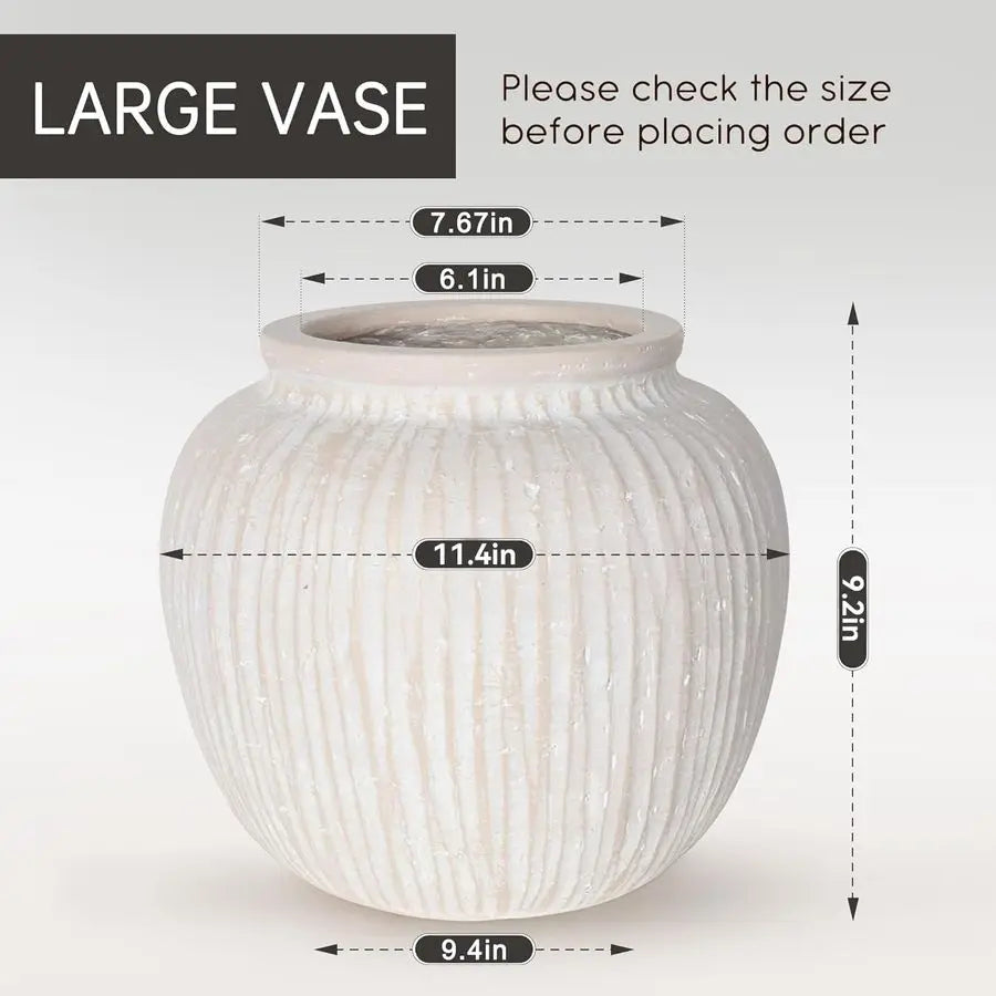Beautifully Handcrafted Whitewashed Terracotta Vase