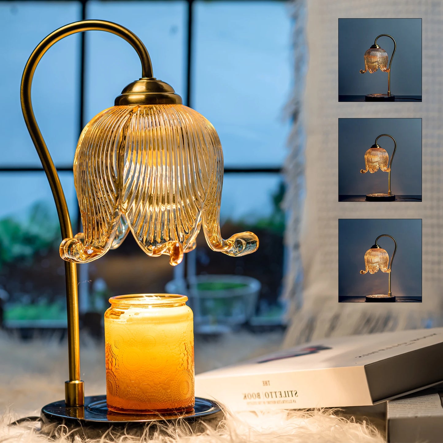 Glass Tulip Candle Warmer, French Retro Table Lamp