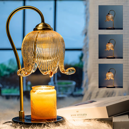 Glass Tulip Candle Warmer, French Retro Table Lamp