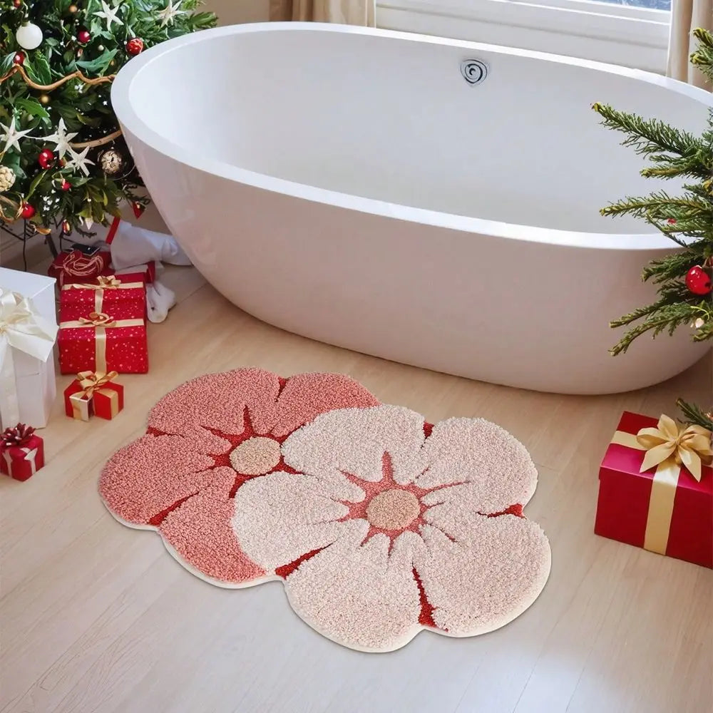 Non-Slip Pink Flower Bath Mat