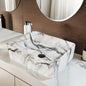 Marble Pattern Ceramic Bathroom Vessel Sink with Faucet