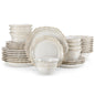 16-Piece Stoneware Dinnerware Set for 4 | Elegant Relief Design Plates & Bowls