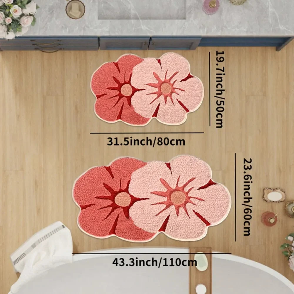 Non-Slip Pink Flower Bath Mat