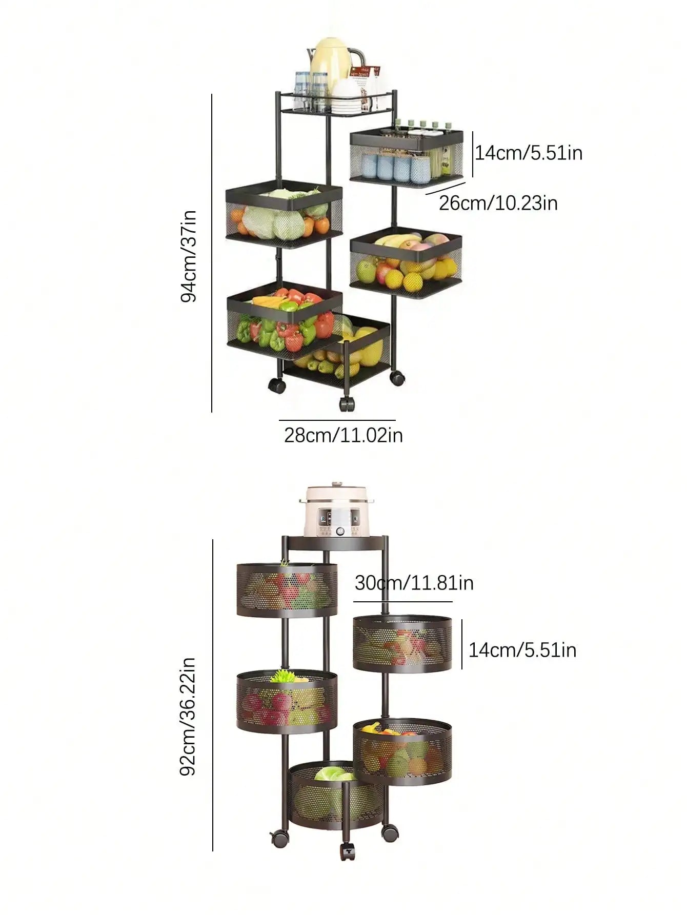 Rotating Five-Layer Trolley, Multi-Functional, Simple Storage