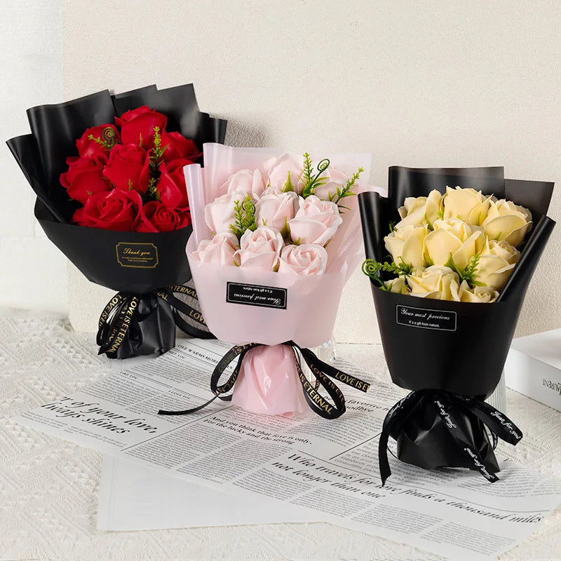 9-Head Soap Rose Bouquet | Handcrafted Floral Gift for Mother's Day & Valentine's Day