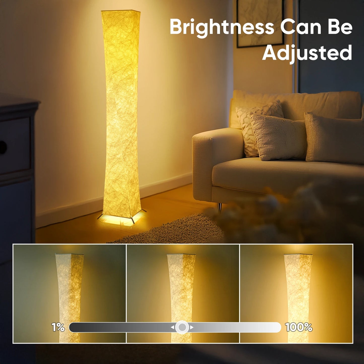 Soft Light Floor Lamp with Fabric Shade, Simple Design