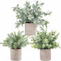 3-Pack Mini Artificial Eucalyptus Plants | Faux Potted Tabletop Greenery