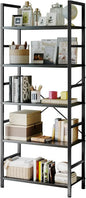 5-Tier Modern Bookshelf with Industrial Black Metal Frame