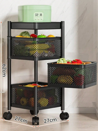Rotating Five-Layer Trolley, Multi-Functional, Simple Storage