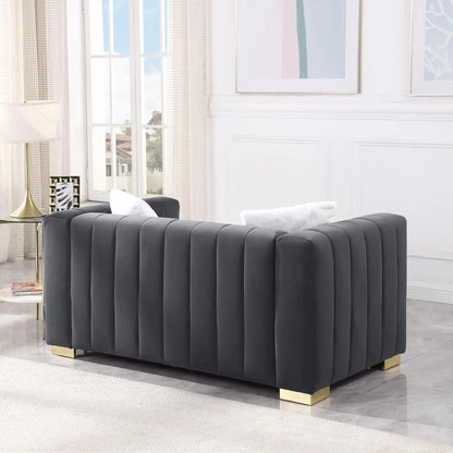 Modern Premium Velvet Loveseat with Pillows