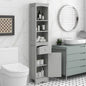 Tall Freestanding Bathroom Storage Cabinet with Drawer & Adjustable Shelf – Grey