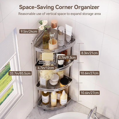 3-Tier Corner Shower Organizer with Soap Dish | Rust-Resistant Bathroom Shelf