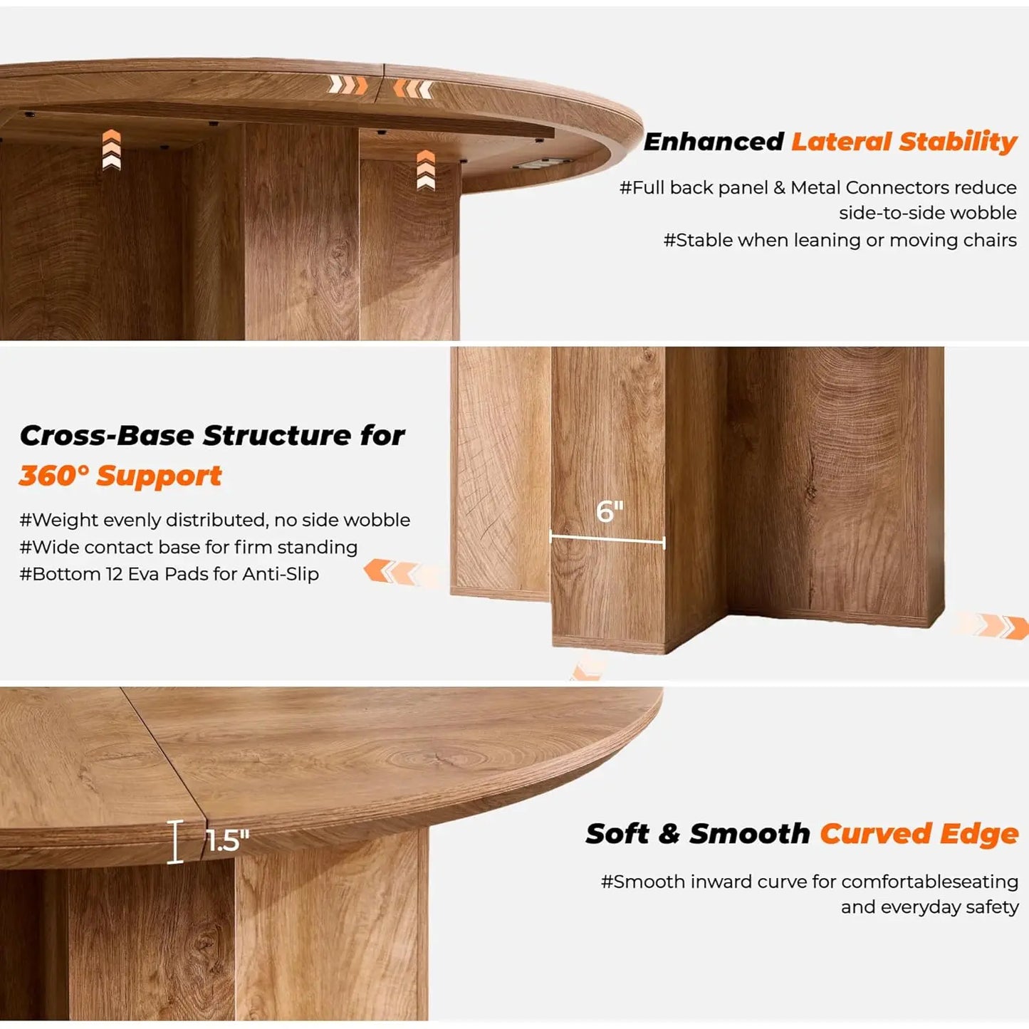 Luxury 47" Round Pedestal Dining Room Table