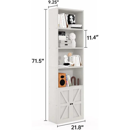 Elegant 6-Tier Bookshelf with Storage Cabinet