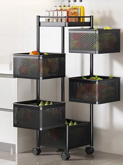 Rotating Five-Layer Trolley, Multi-Functional, Simple Storage