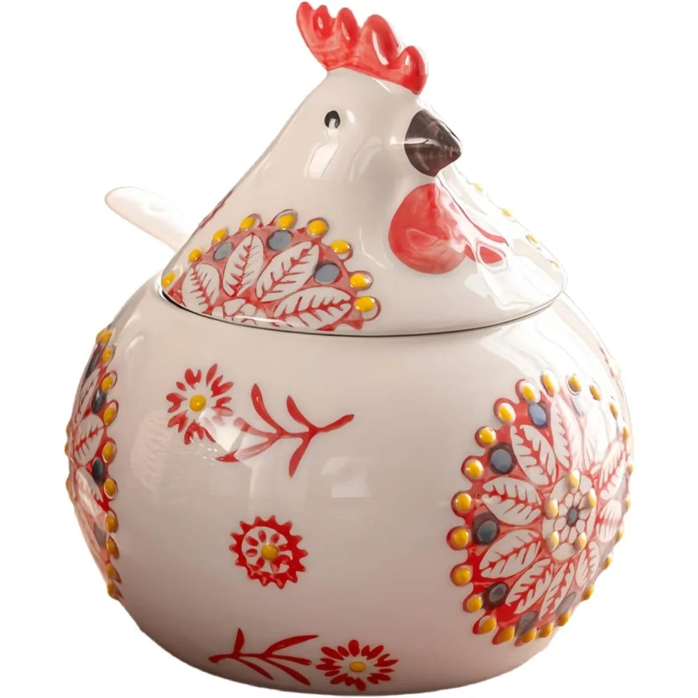 Ceramic Salt Cellar with Lid and Spoon