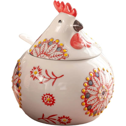Ceramic Salt Cellar with Lid and Spoon