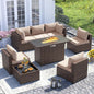 8-Piece Patio Furniture Set with Fire Pit Table | Outdoor Wicker Sectional Sofa