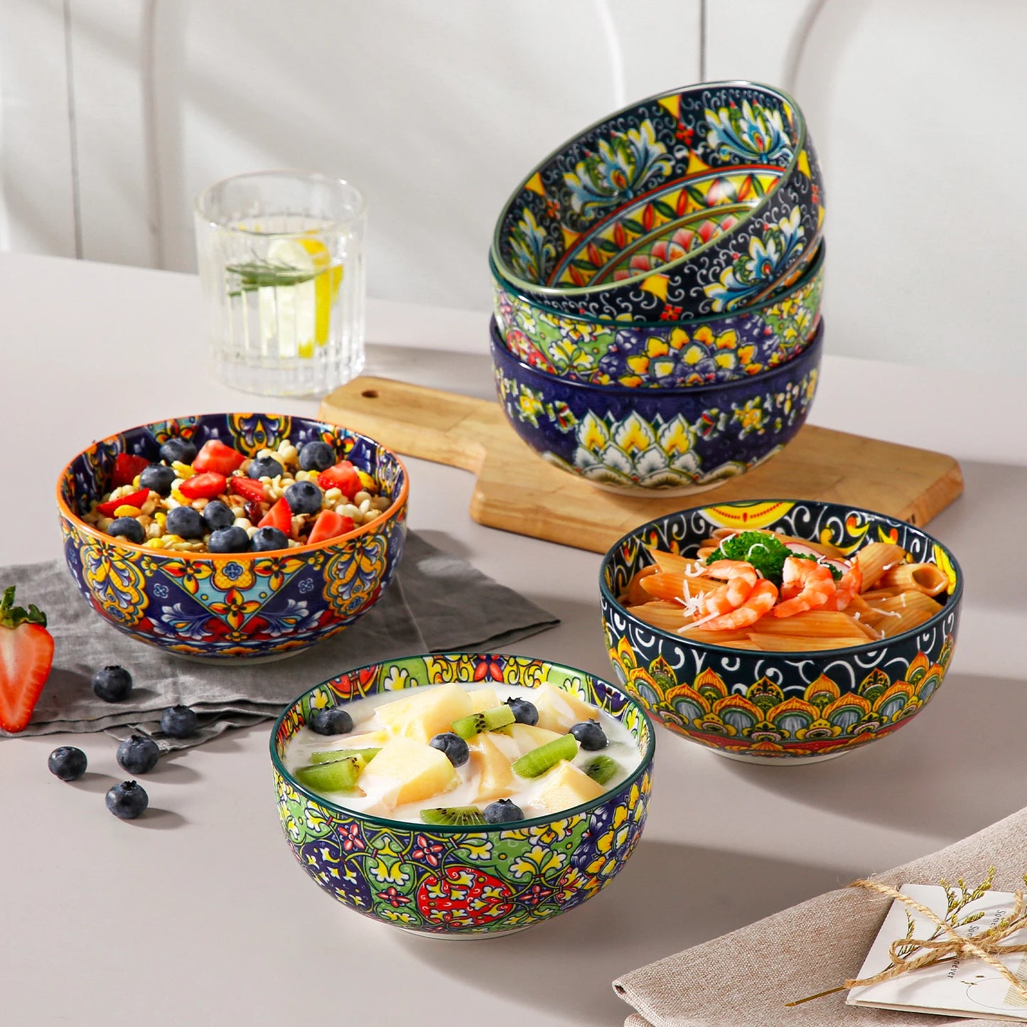 Colorful Bohemian Style Ceramic Soup Bowl Set