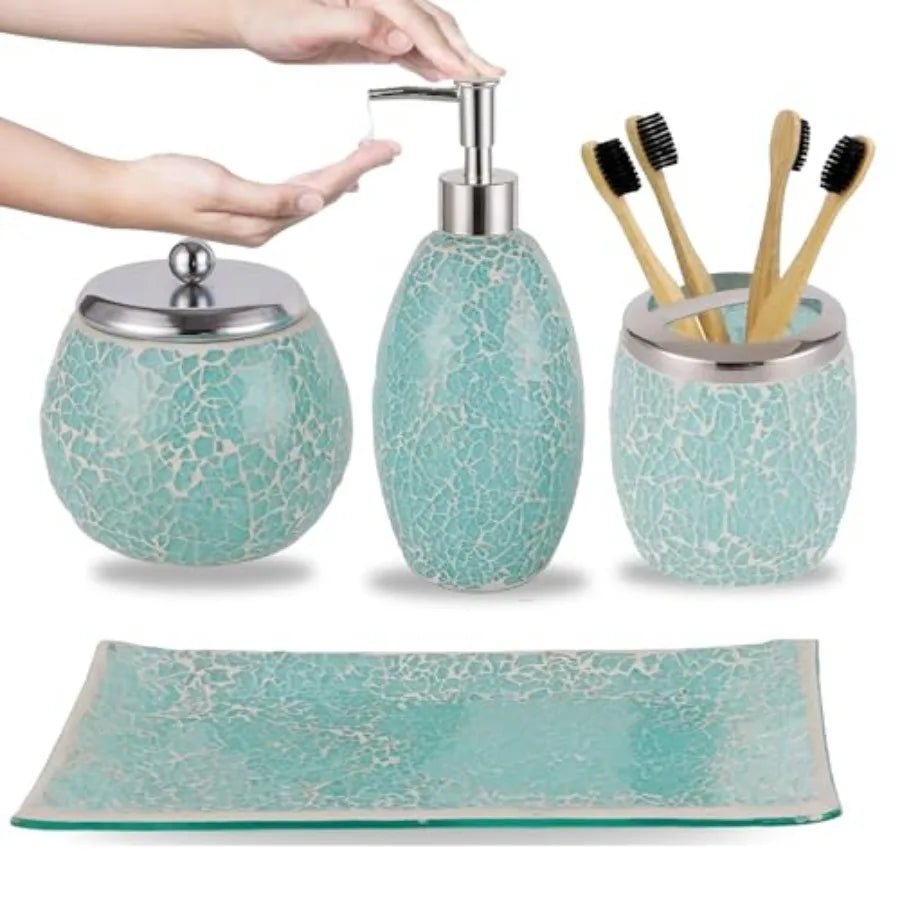Glass Bathroom Accessory Set