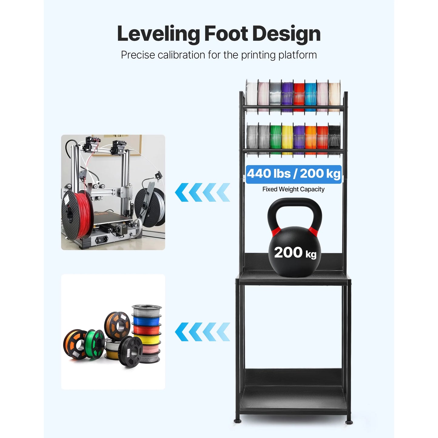 4-Tier 3D Printer Stand & Filament Storage Rack
