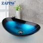 Tempered Glass Vessel Sink with Waterfall Black Faucet