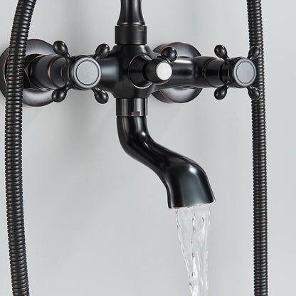 Unique Dual-Handled Retro Bathtub Faucet with Handheld Shower Wand