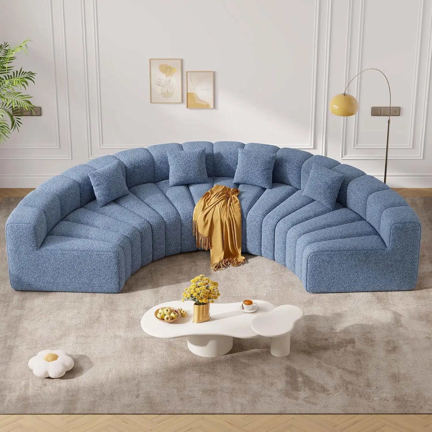Modern Curved Velvet Cloud Sofa
