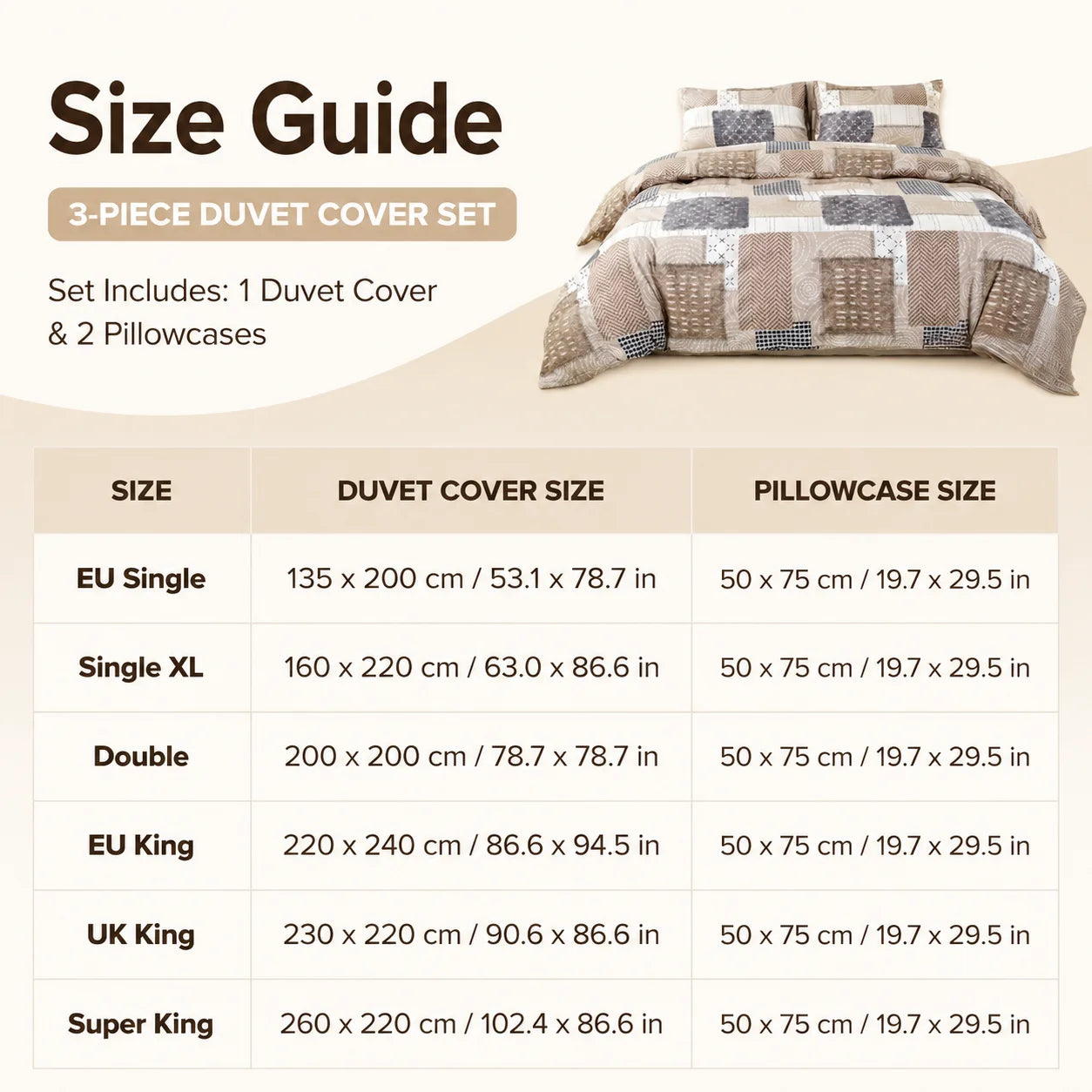 Boho Patchwork Duvet Cover Set | Soft Farmhouse Geometric Bedding