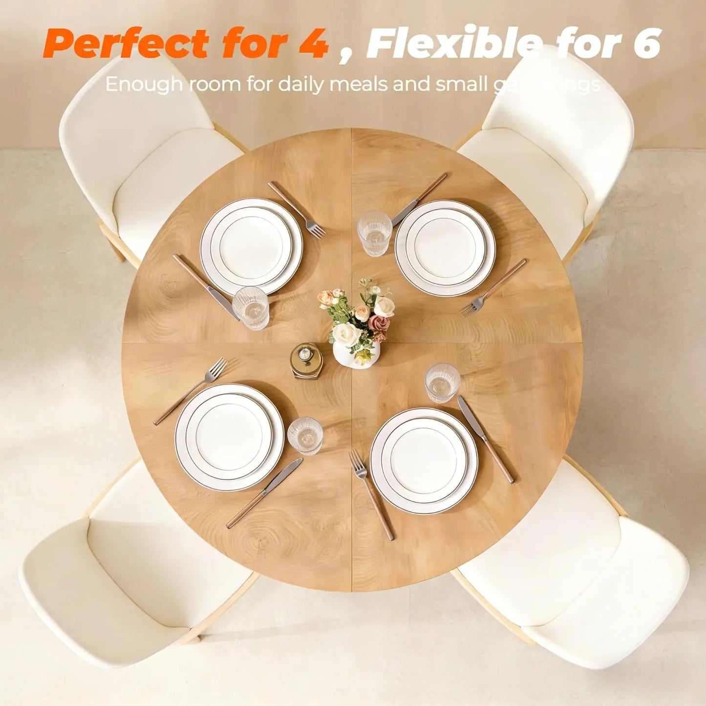 Luxury 47" Round Pedestal Dining Room Table